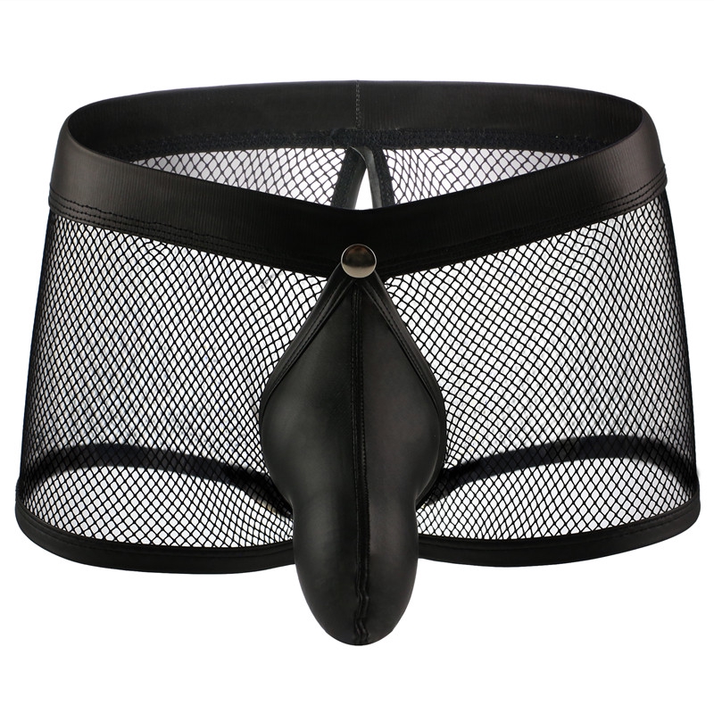 Men Mesh Boxers Shorts Open Back Underwear Transparent Breathable Trunks