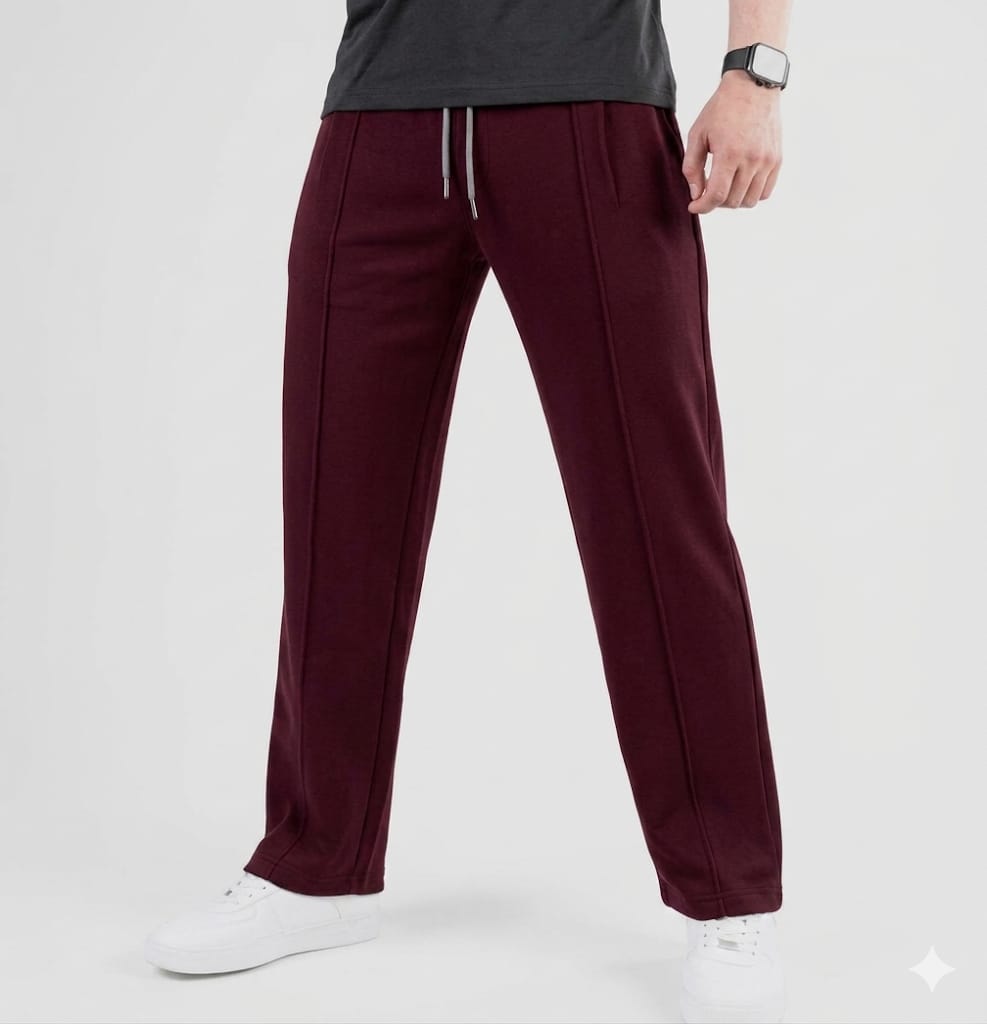 White Trouser with front pintex stitched line and bone zip pockets