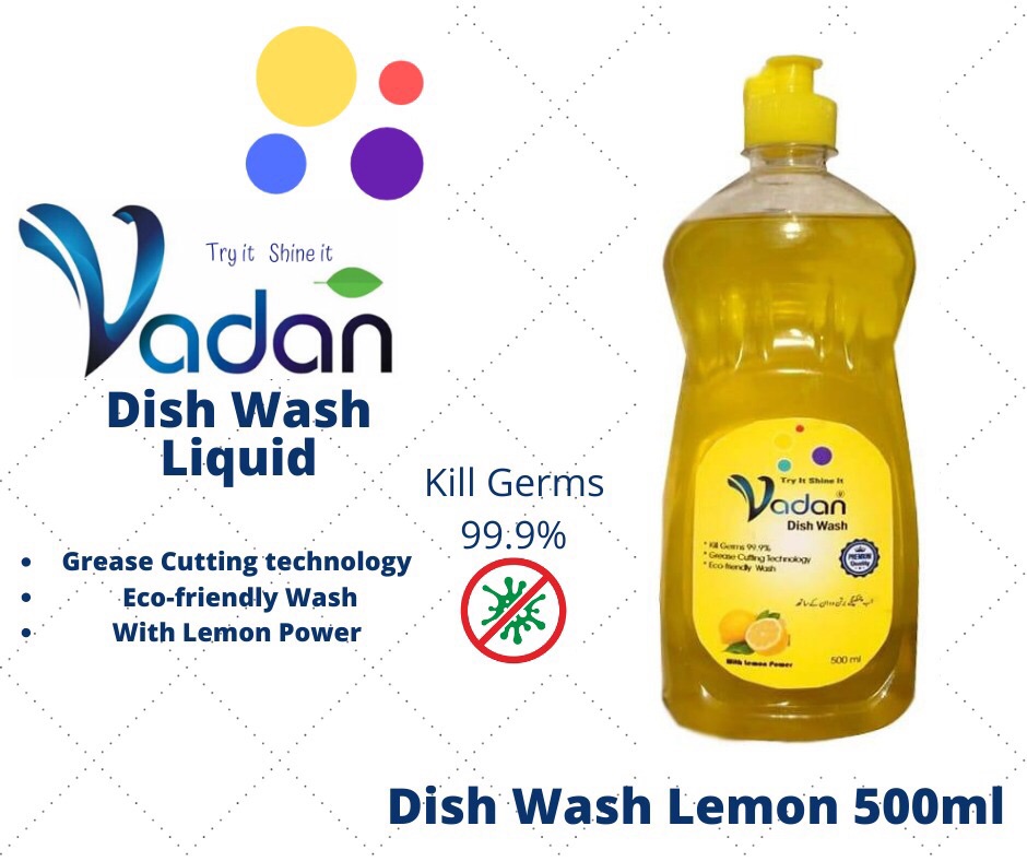 Vadan Anti-bacterial Dish Wash Liquid 500ml With Extra Lemon Power