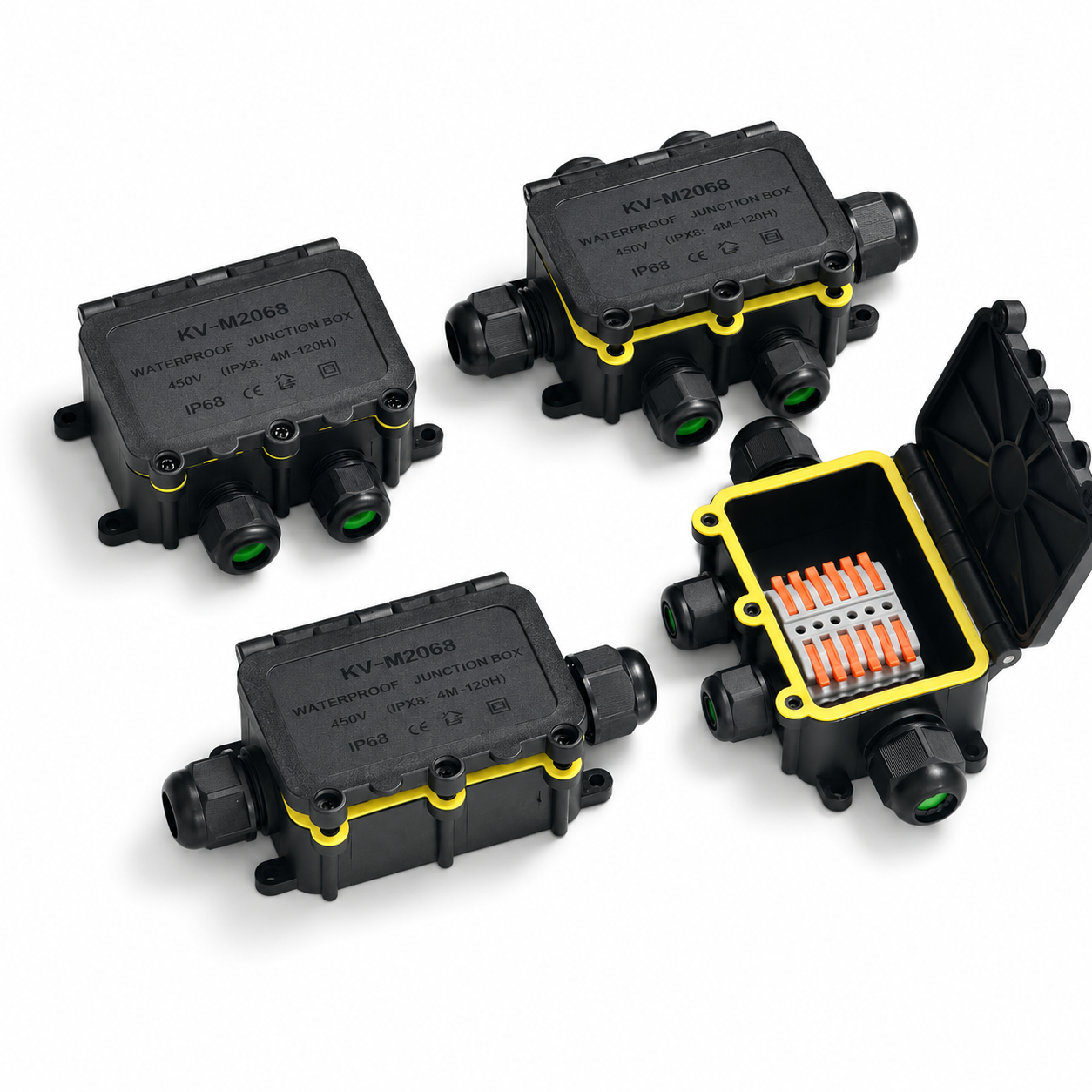 IP68 Waterproof Junction Box 2-8 Way 6 Pole Electrical Wire Connector 32A 450V 0.08-4.0mm² Cable Splice for Outdoor Lighting