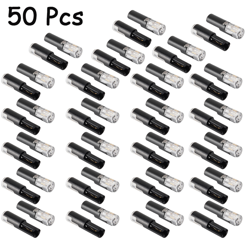 20/30/50/65Pcs 1-Way Quick Connection Cable Connector - No Soldering, Single Wire, with Locking Plug-In Type, Black and Trans
