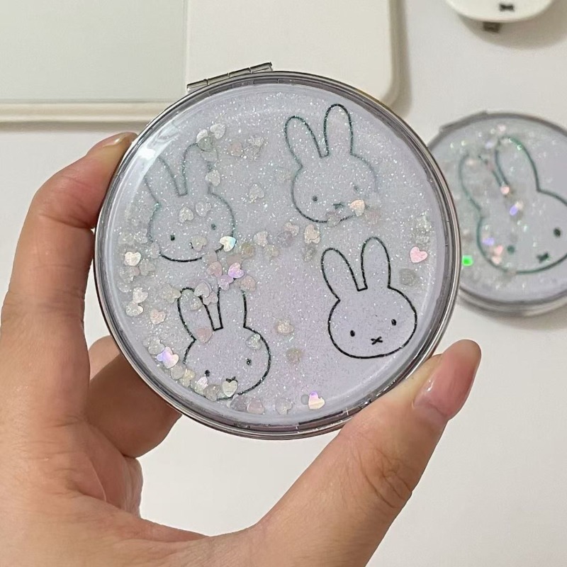 New Miffy Rabbit Mirror High Color Value Cartoon Printing Creative Student Portable Folding Handheld Beauty Double-sided Mirror