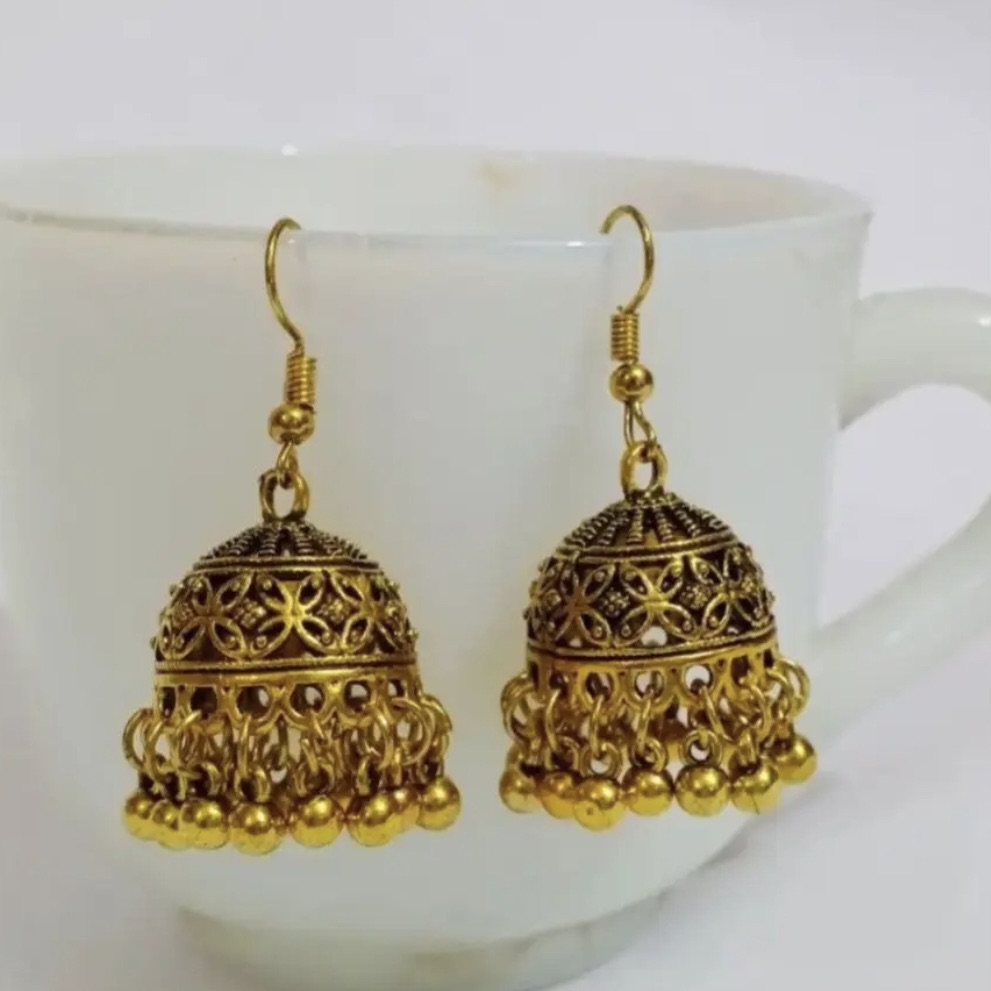 styles Look Silver/Golden Antique Style Little Jhumki/Earrings For Girls & Women
