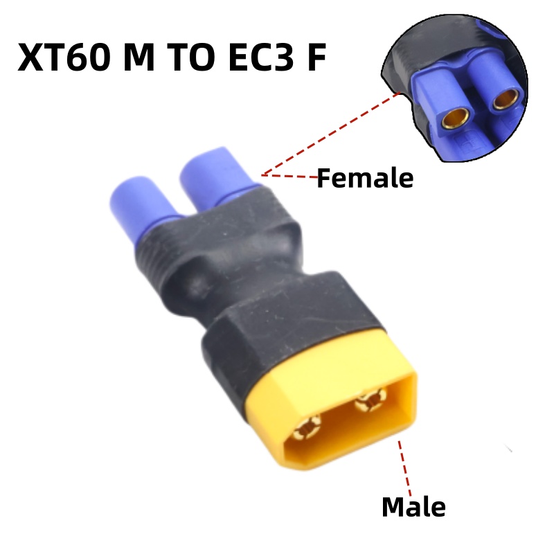 1/5 PCS Adapter EC3 to XT60 T Female / Male Connectors Plug RC Lipo Battery Control Parts DIY