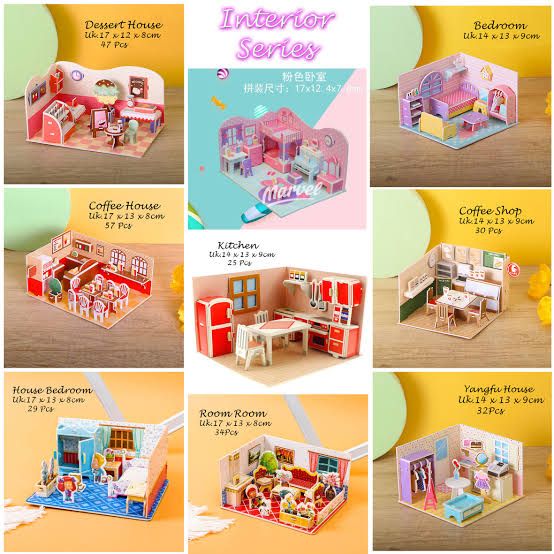 3D Puzzle Jigsaw Paper Model |3D House Building Puzzle | Learning Educational Toys For Children | Kid Gift 3D DIY Puzzle Citadel Model Cartoon House Assembling Toy Kid Early Learning