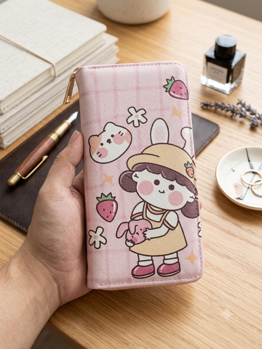 New Fashion Women Wallets Flower Embroidery Pattern Long Wallets with Zipper Ladies PU Leather Phone Purse Clutchs Purse Wallets