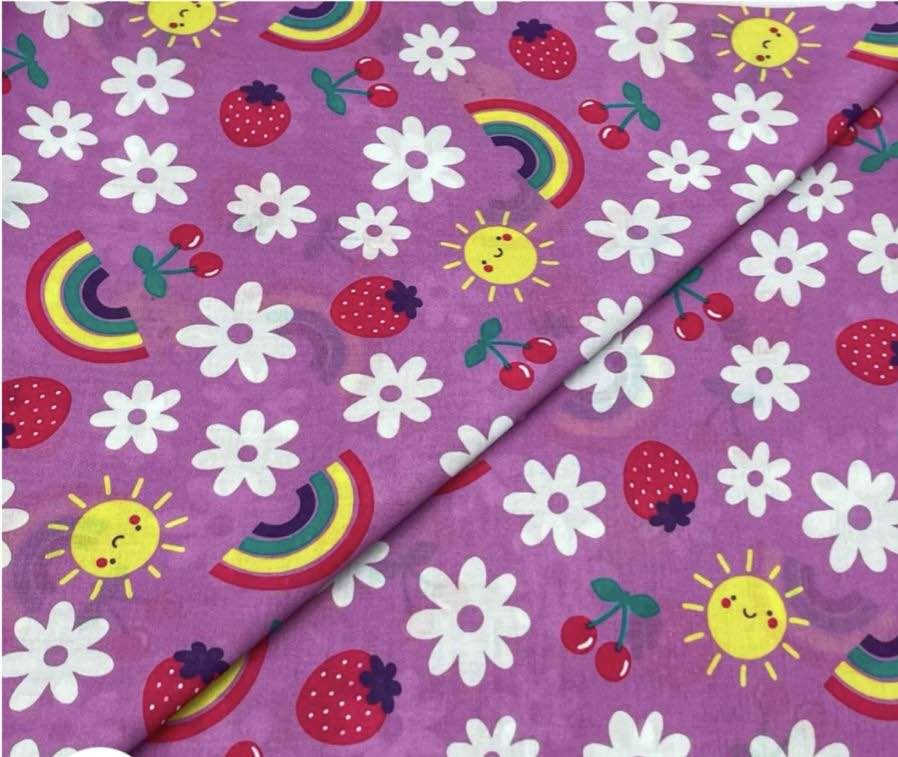 Unstitched Funky and Colorful Lawn Prints Fabric For Kids 1.5 meter