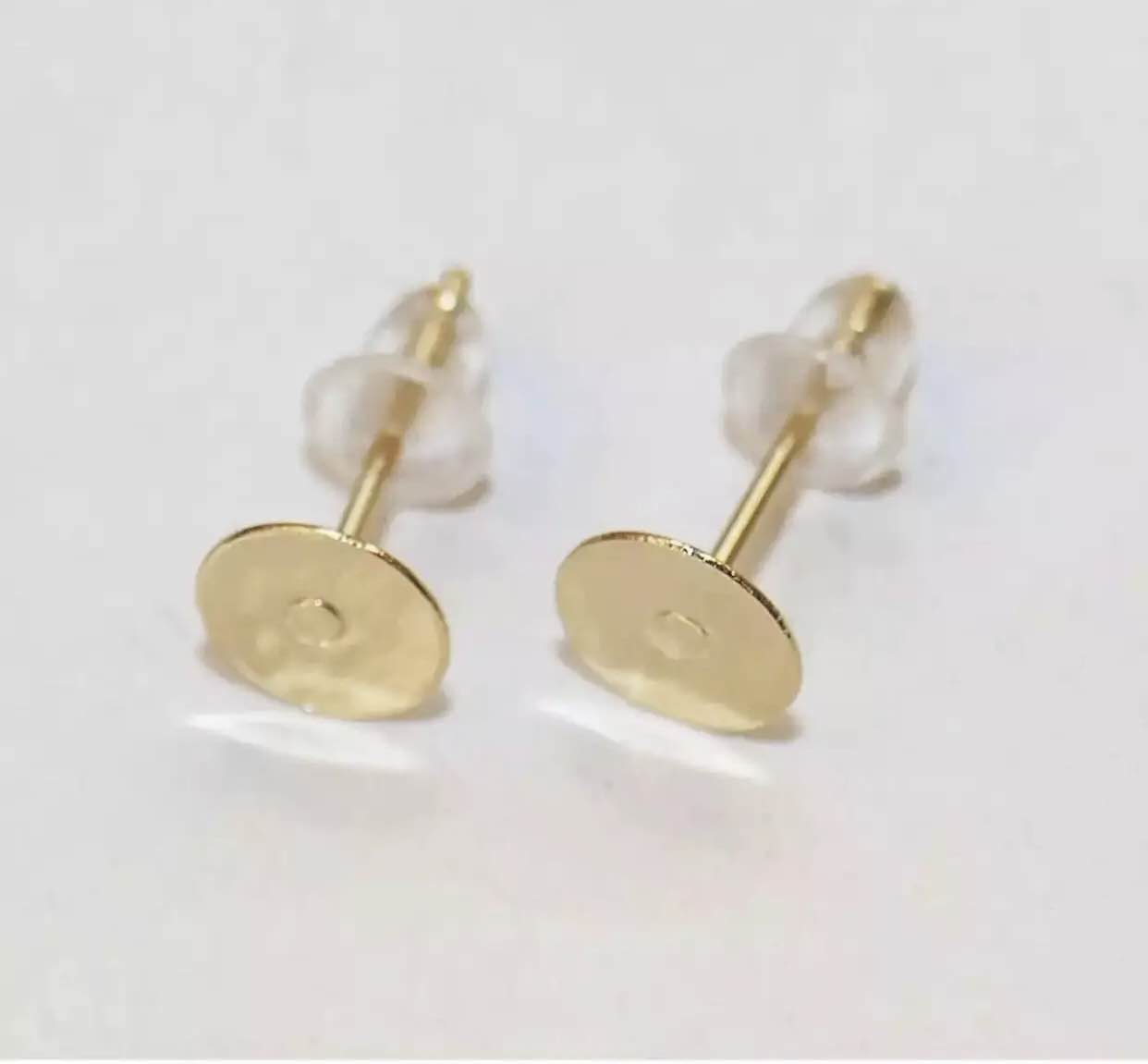 10Pcs and 20Pcs Hypo Allergenic Stainless Steel Earring Posts Base Flat Pad Blanks Pin Studs and clear rubber earring backs/earring back stopper/safety back Jewllery making findings/Jewllery making accessories