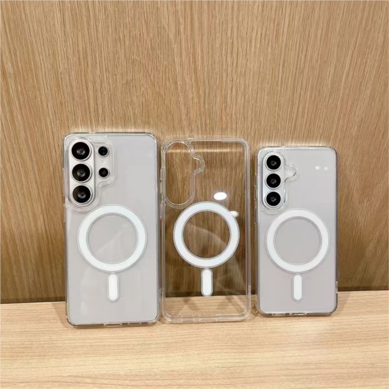 Magnetic Phone Case For  S26 S25 S24 S23 S22 Plus S21 FE S26 Ultra Wireless Charging Hard Acrylic Clear Cover Coque