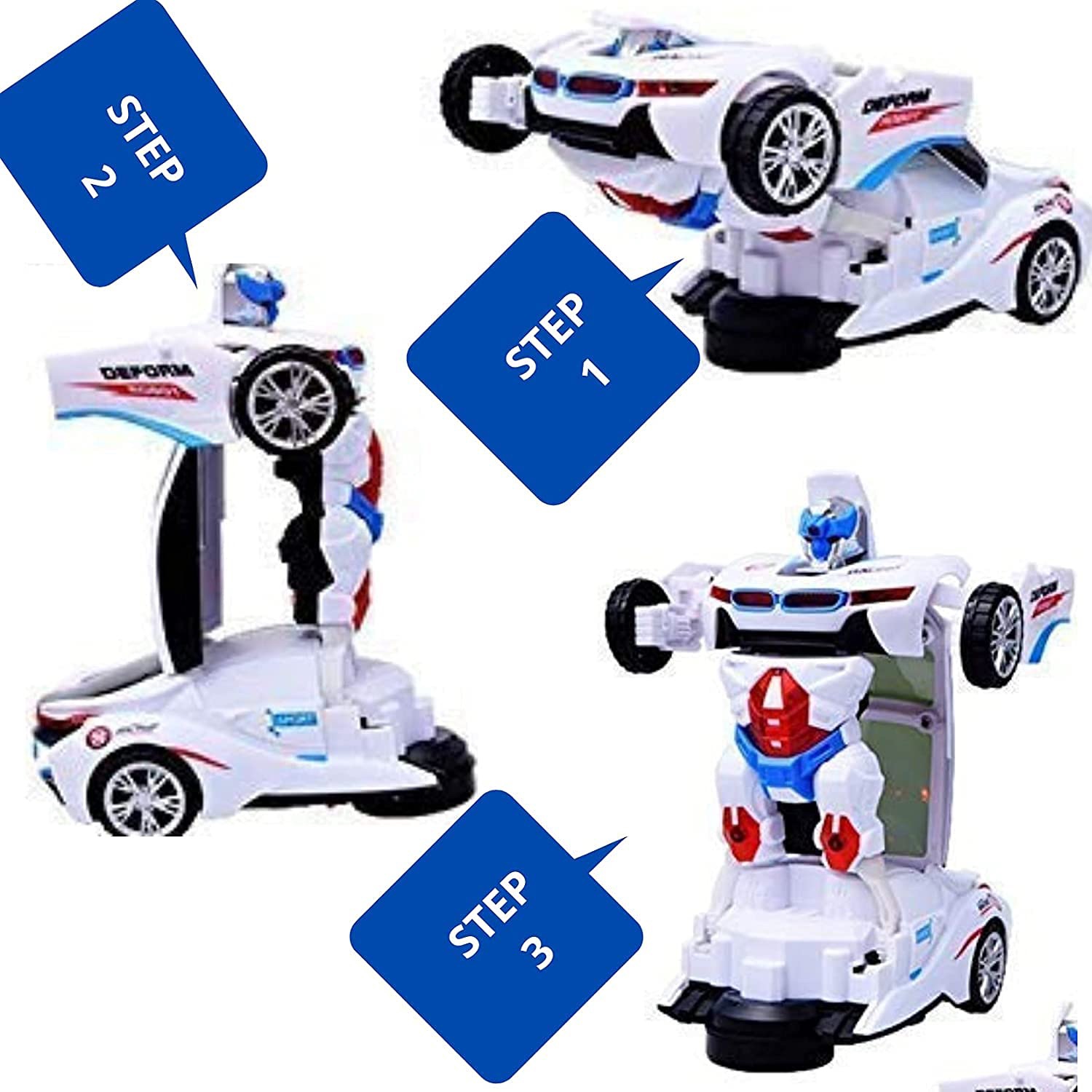 Deformation Dancing Robot to Car with Light and Music All Direction Movement Dancing Robot Toys for Boys and Girls Age 3+I Multi Color I Pack of 1 (Robot Deformation)