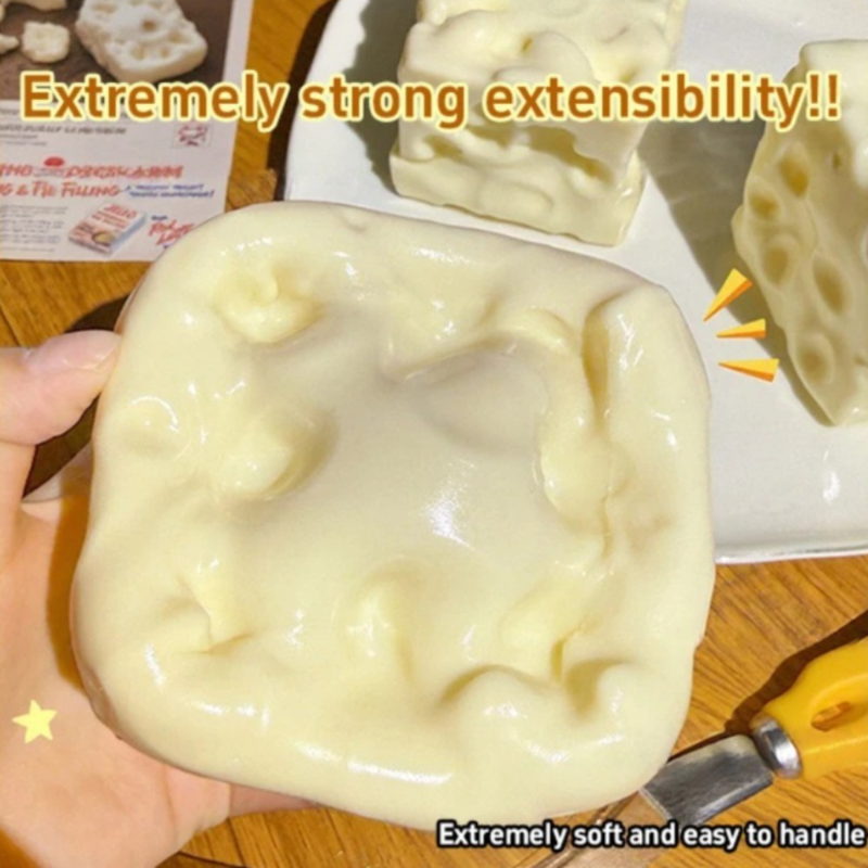 Cheese Cube Stress Ball Crunchy Squeeze Ball Squishy Toy Round Blocks Filled Fidget Toy ASMR Sensory Anti-Stress Festival