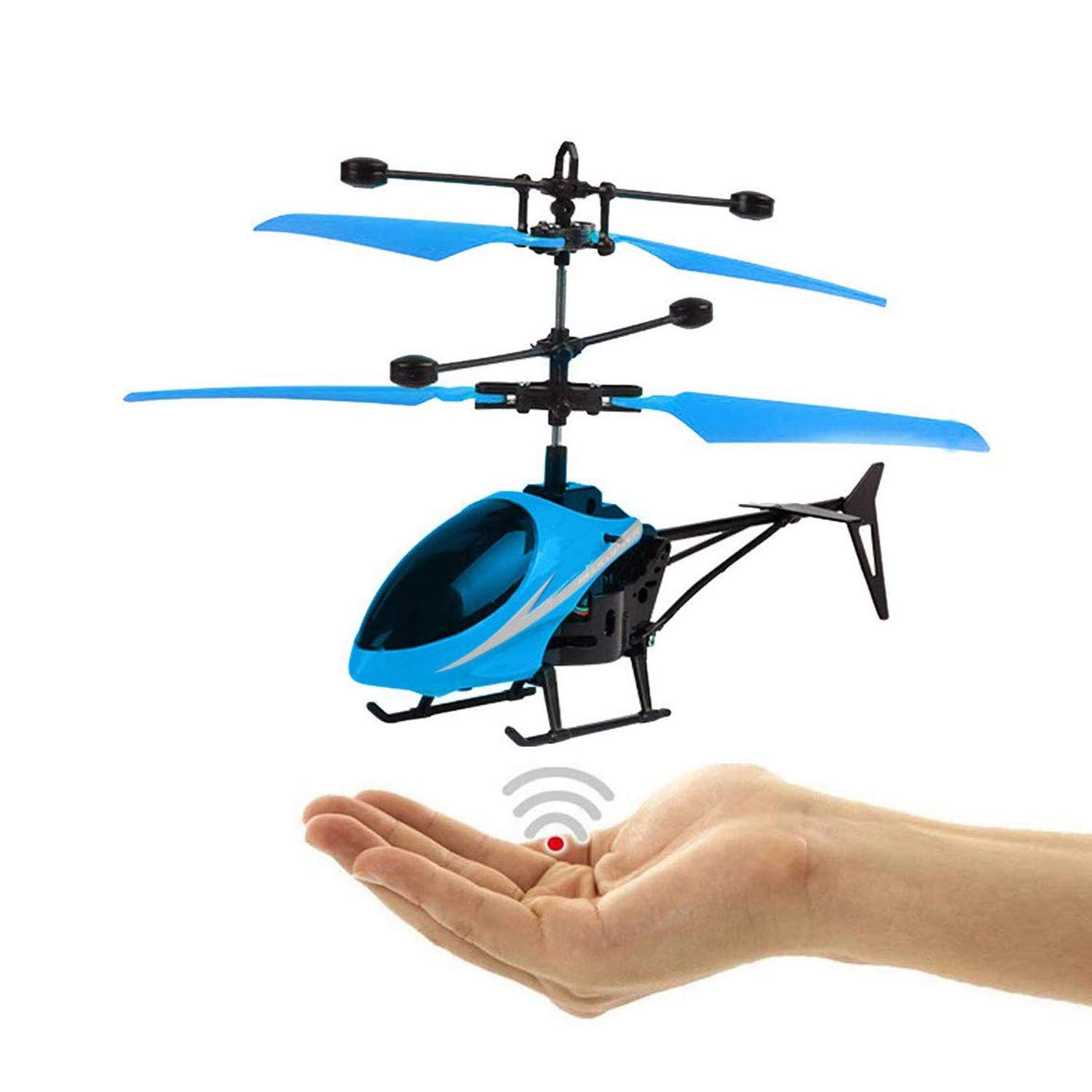 Helicopter with Radio Remote Control and Hand Sensor Charging Helicopter 2 in 1 Toys with 3D Light Toys for Boys Kids (Indoor & Outdoor Flying)(Multicolour)