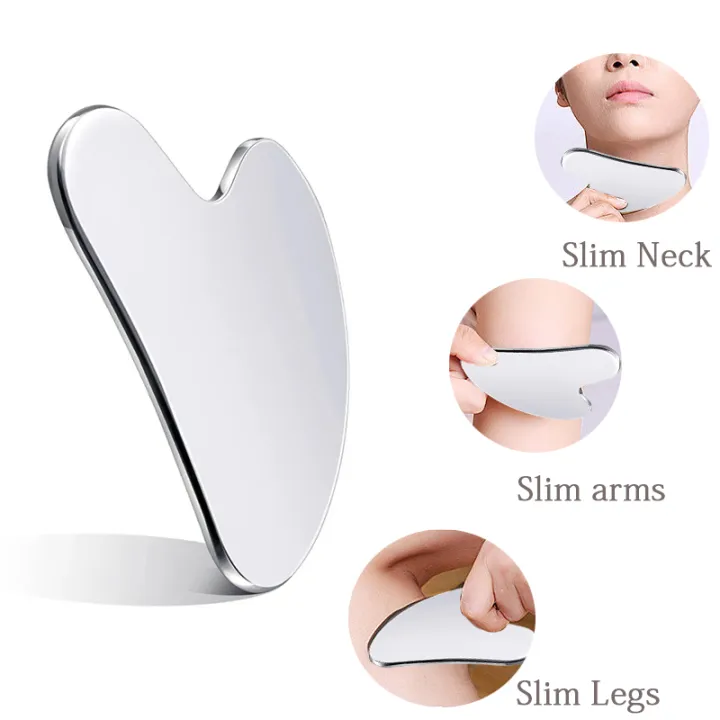 Stainless Steel Gua Sha Facial Tool – Anti-Aging Metal Scraper for Skin Tightening & Puffiness Reduction