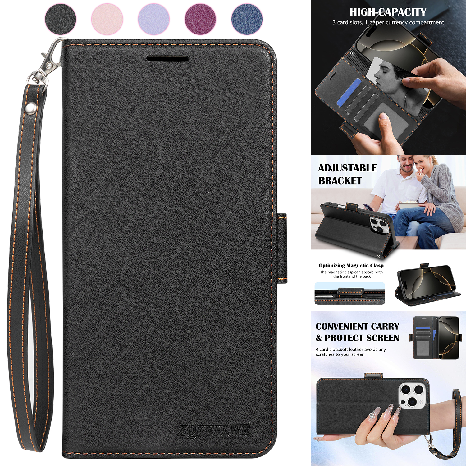 Wallet With Card Slot Kickstand Magnetic Flip Leather Case For Honor X9c X9d X8a X8b X8c X8d X7b X7c X7d X6c X5b Magic 8/7 Lite