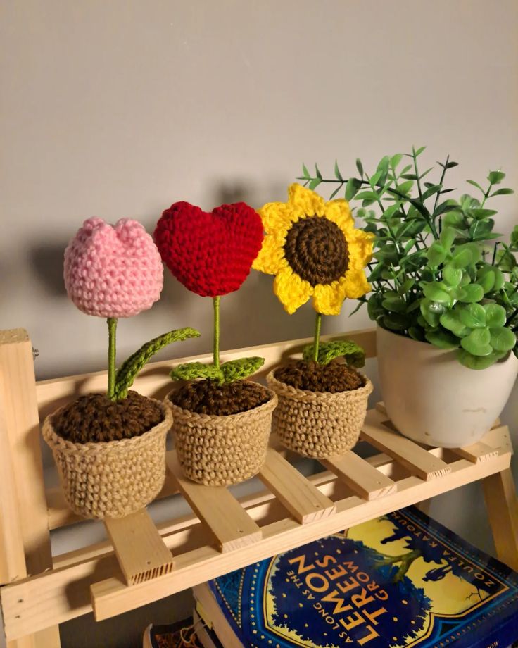 Crochet Flower Mini Vase /Artificial Flower Mini Pot /Eid Discount Offer