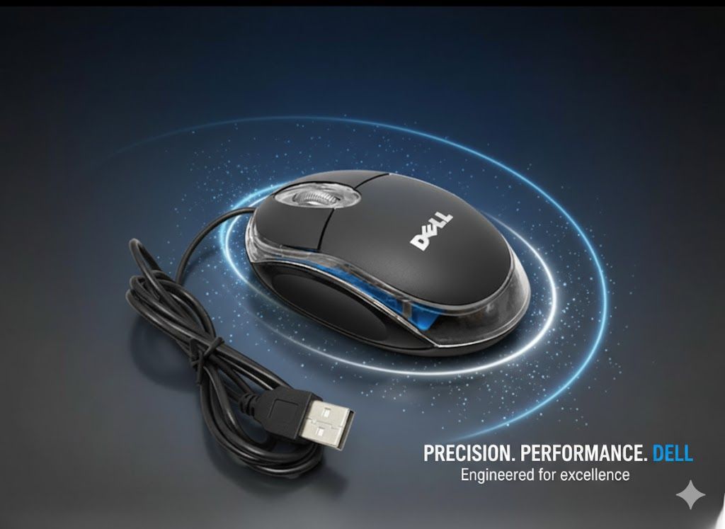 Dell Wired Optical Mouse USB – Comfortable Grip, 
Fast Response, For Computer, Laptop & Office Use