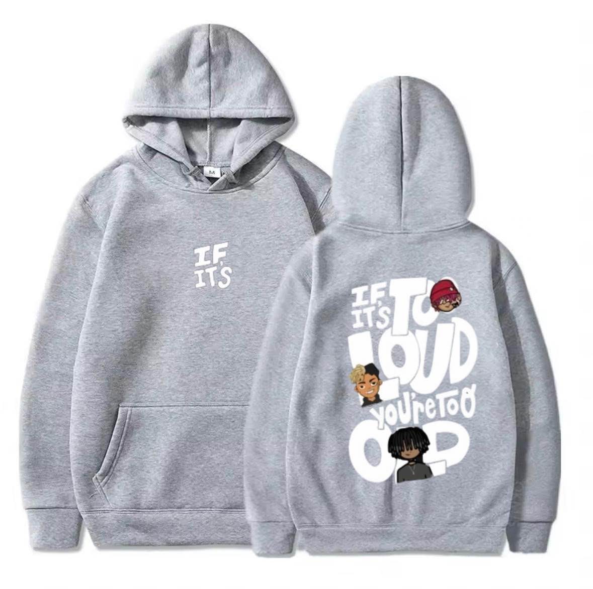 BURNOUT.PK NEW TRENDY PREMIUM QUALITY WINTER COLLECTION IF ITS TO LOUD FRONT BACK PRINTING BEIGE HOODIES FOR MENS
