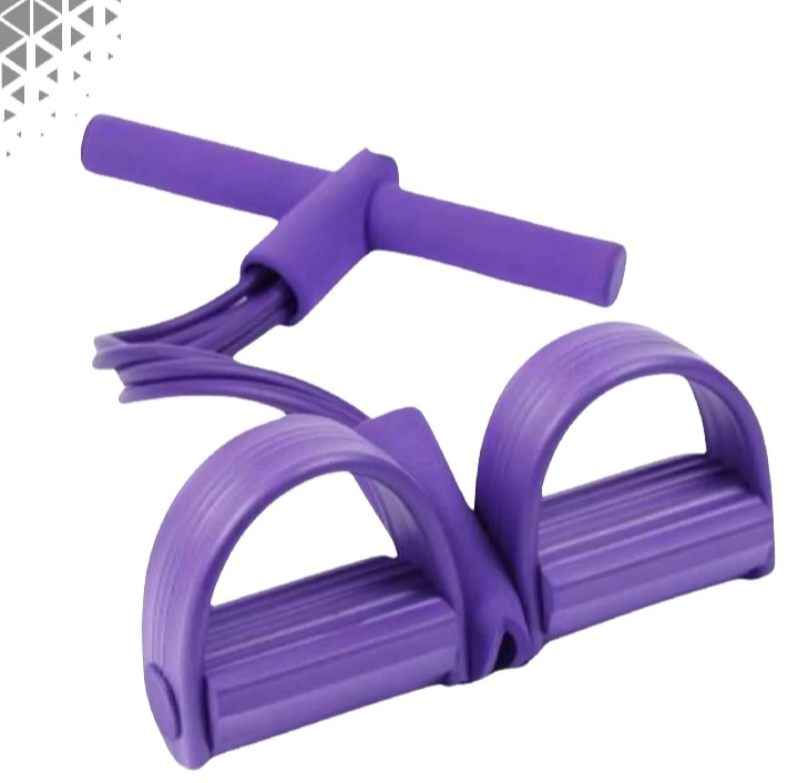 Tummy Trimmer Pedal Exerciser 4 Tube Resistance Band – Sit Up Pull Rope for Abs, Legs, Arms Home Gym Workout Equipment