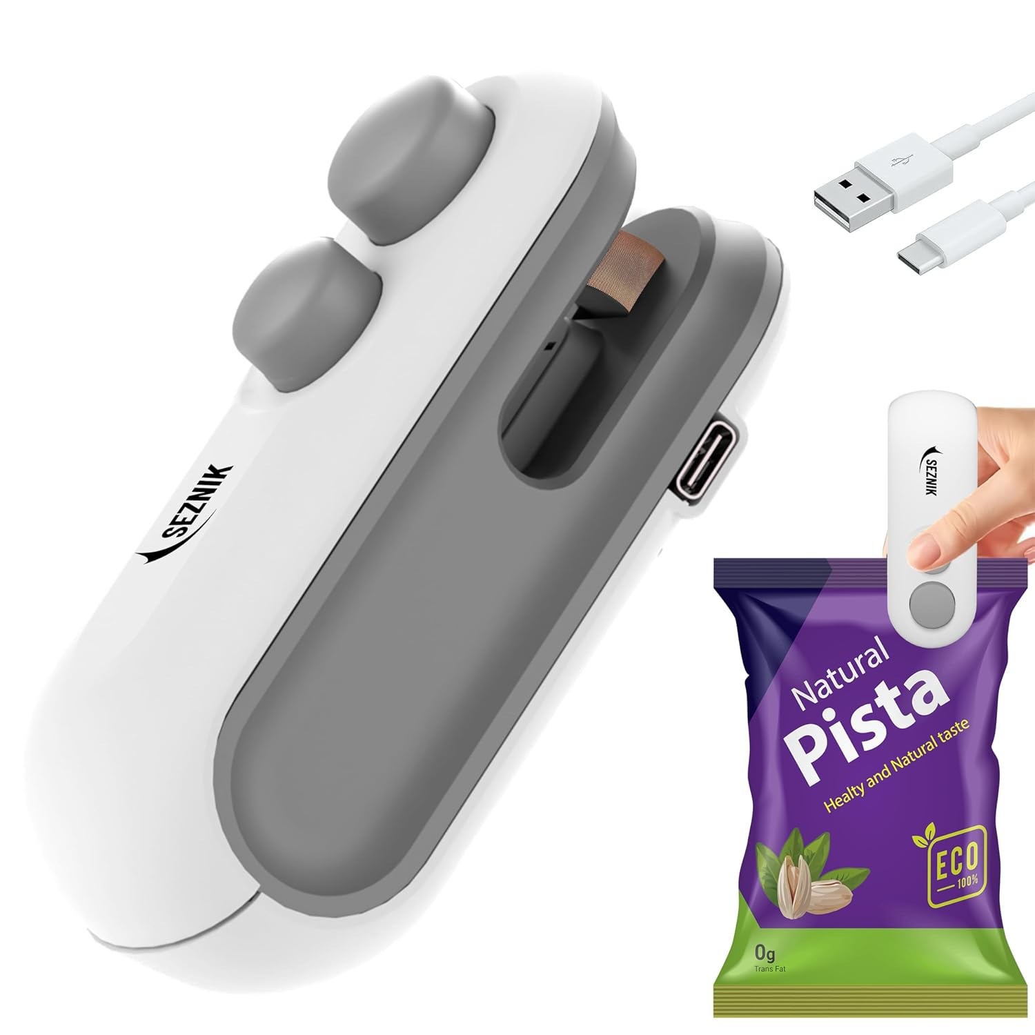 Mini Seal Machine – 2-in-1 Heat Sealer & Bag Cutter | USB Rechargeable Food Bag Resealer for Snacks, Storage & Kitchen Use | Portable Sealing Tool for Airtight Freshness