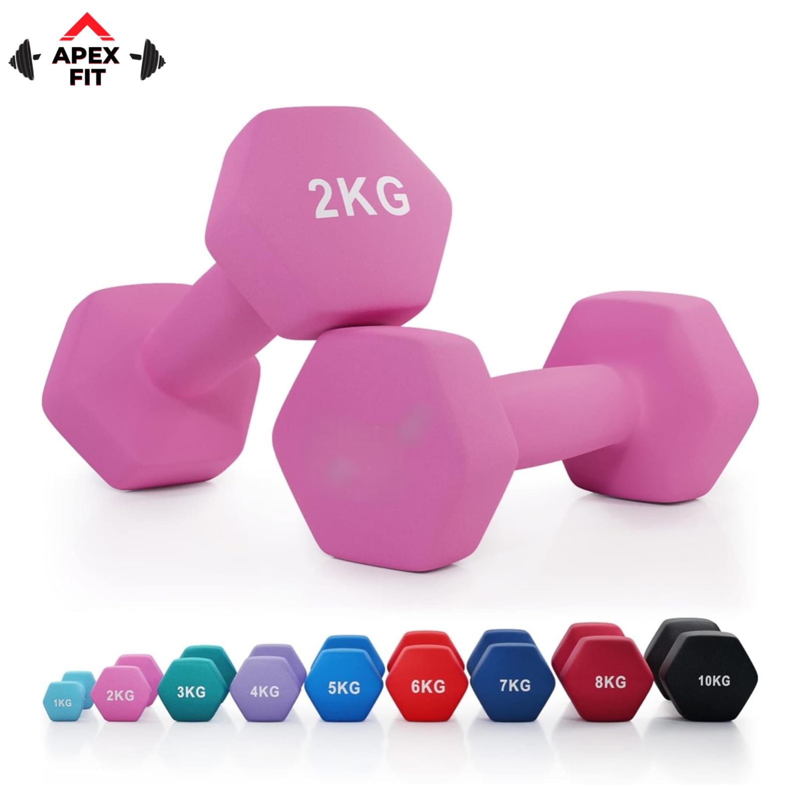 Vinyl Coated Dumbbells Pair – Hand Weights Set for Home Gym, Strength Training & Fitness Workout | Non-Slip Exercise Dumbbells for Men & Women | Available in 1KG, 2KG, 3KG & 4KG (Pack of 2)