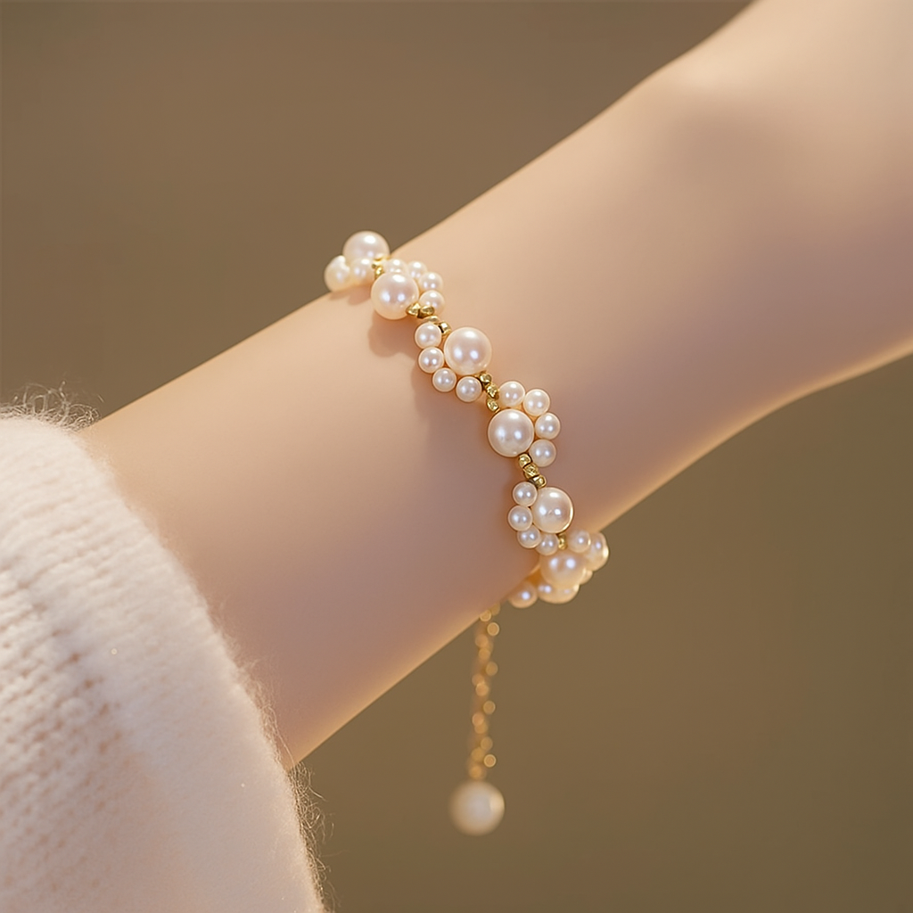 Elegant Cat's Paw Pearl Beaded Bracelet for Girls & Women Fashion Jewelry Cute Charm Bracelet