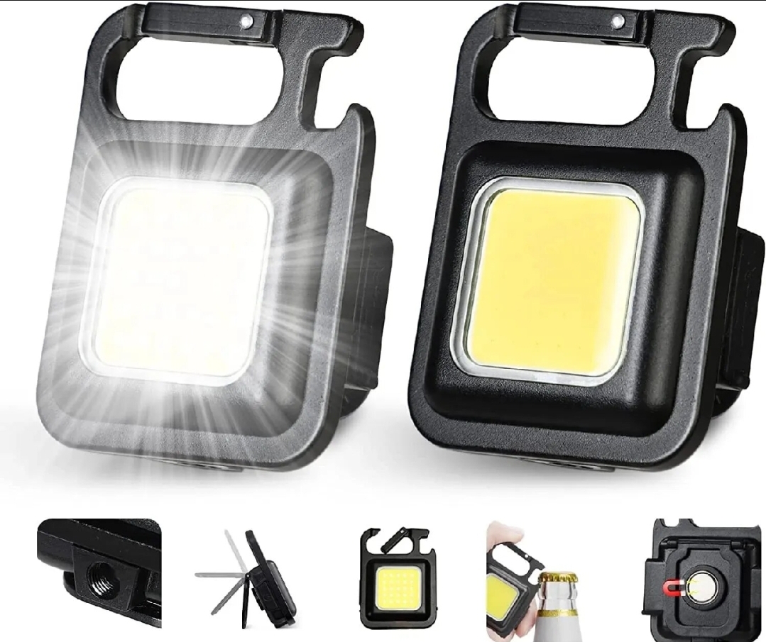 Mini LED Flashlight Keychain Multifunctional Portable COB Camping Lamps USB Charging Work Lights Outdoor Fishing Hiking