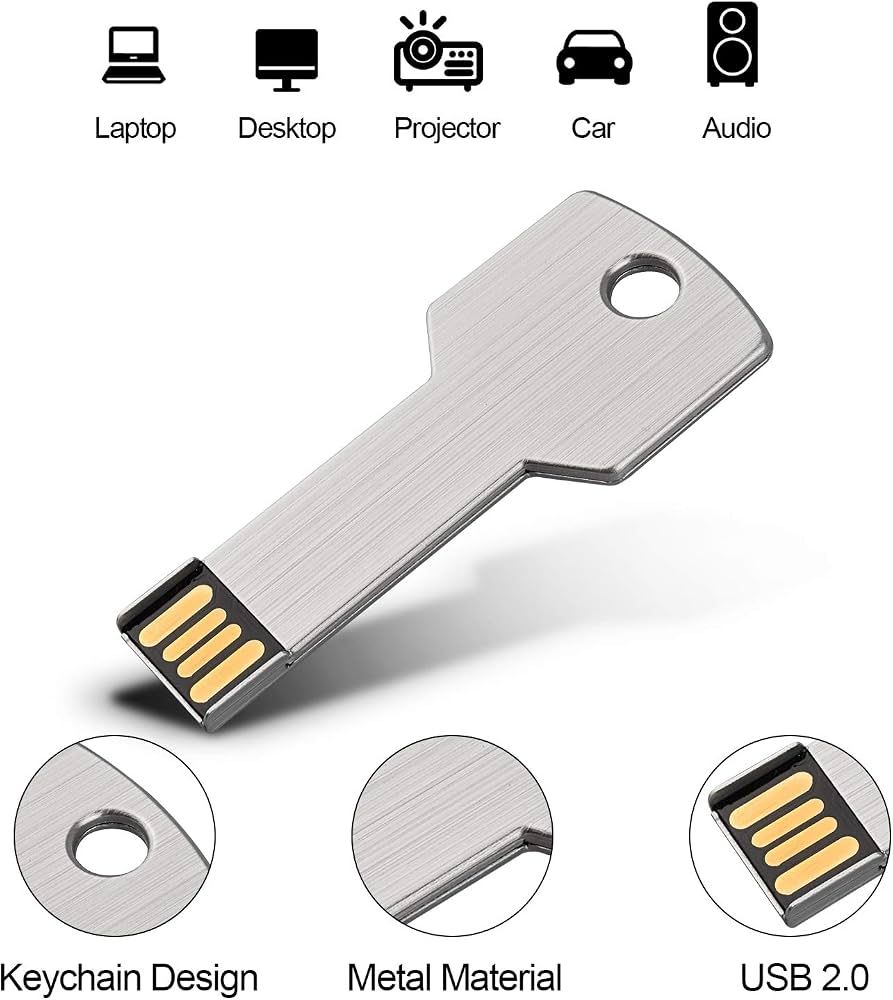 Golden Silver Memory Key Flash disk Metal key shape USB flash disk
