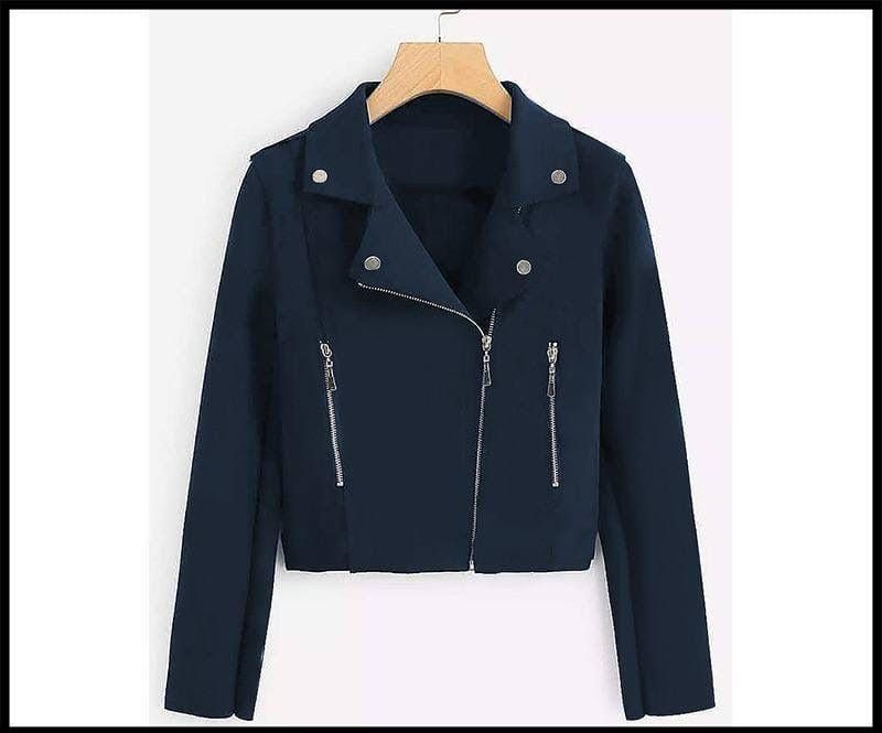 Womens biker Jacket*

Stuff-Double Fleece 
(High Quality)
*Compaign Price :1699Pkr/-*
Available in 2 colours Jet Black,Navy Blue

Size chart 
Chest-19/20
Length-21
Sleeves-22
Shoulders-17
Arm Measurements-8