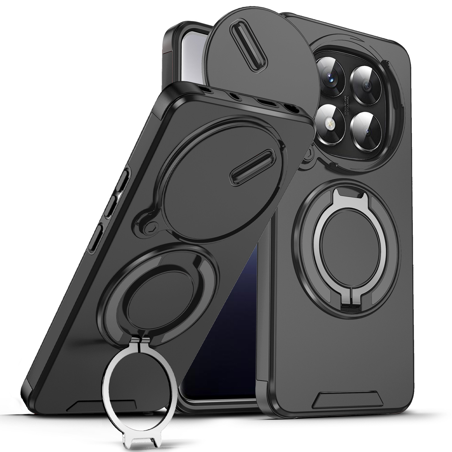 360 Rotating Ring Holder Magnetic Phone Case for  Redmi Note 15 14 Pro Plus 13 14C 13C 15C K80 A5 Camera Protection Cover
