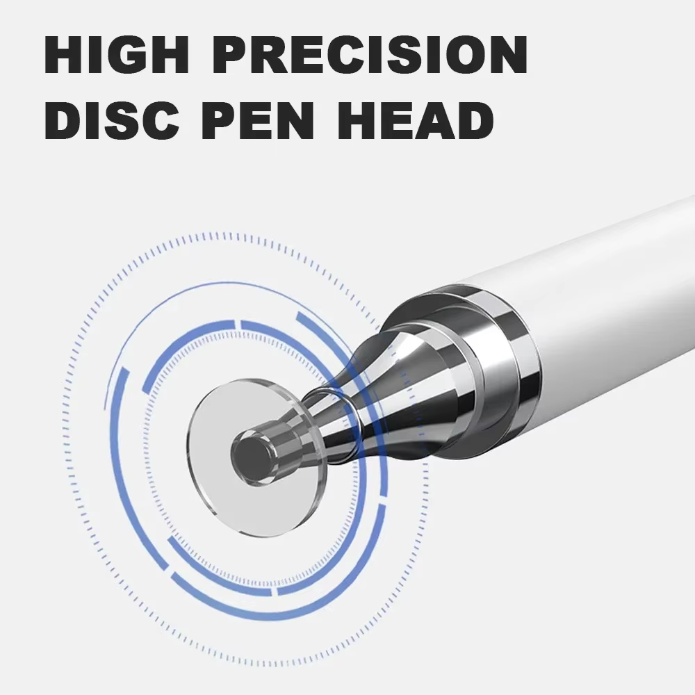2 In 1 Universal Stylus Pen Dual Tip Capacitive Touch Screen Stylus Touch Pen Silicone Disc Stylus Pen for Android Tablet Mobile Laptop Drawing Writing Gaming Note Taking No Charging Required Compatible with All Devices