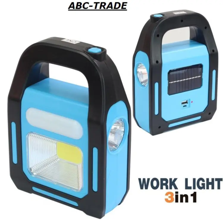 Hurry Bolt Genuine Big Size LED Work Light With Powerbank Hurry Bolt Work Lamp Solar Flashlight Rechargeable Emergency torch Lumens COB 3 Lights Spotlights Built-in Battery for Camping Household Workshop Automobile Multifunctional Solar Powerbank Light price in Pakistan