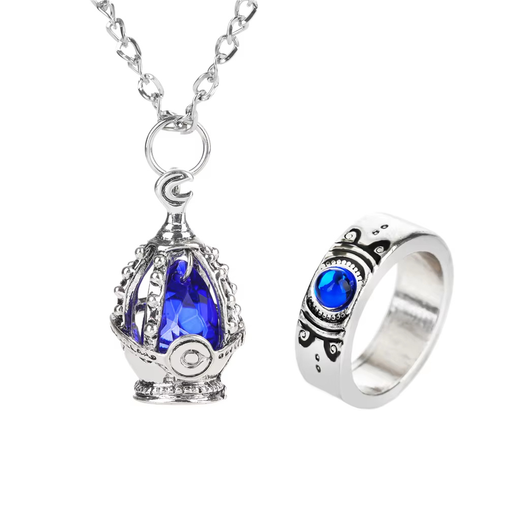Anime Puella Magi Madoka Magica Soul Gem Necklace Crystal Pendant Ring Cosplay Costumes Lovers Jewelry Set Accessoies Props