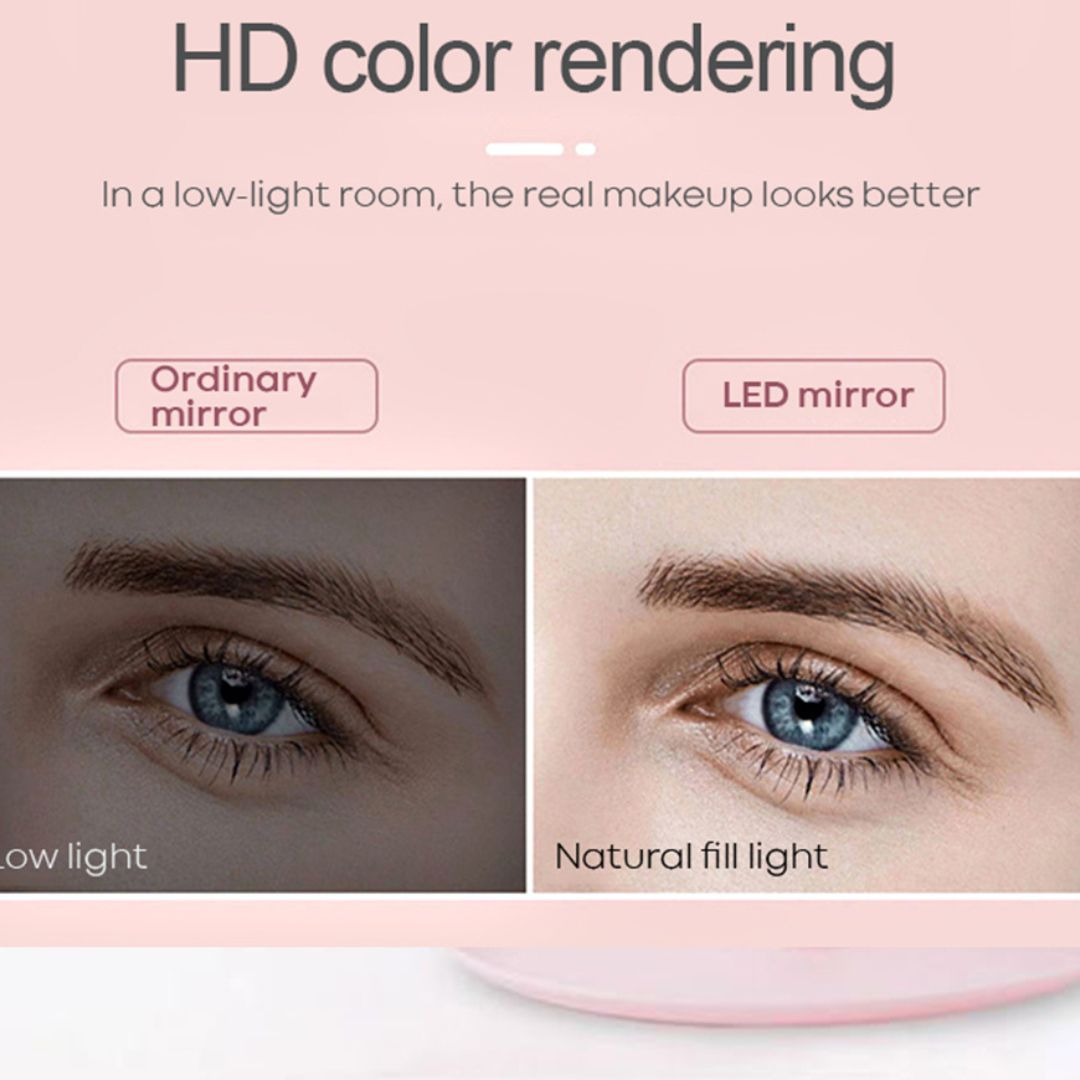 Makeup Mirror with Stand – Portable LED Light Mirror for Makeup & Skincare  Adjustable Tabletop Vanity Mirror with Built-in Bright Lights for Clear Reflection
