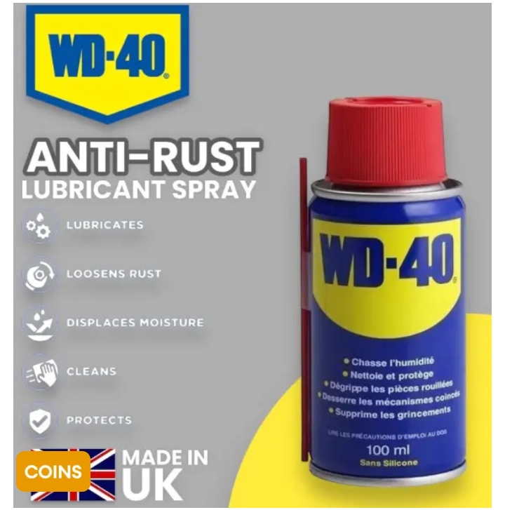 WD 40 Antirust Spray Lubricant - 100ml Multiuse Product Made in UK