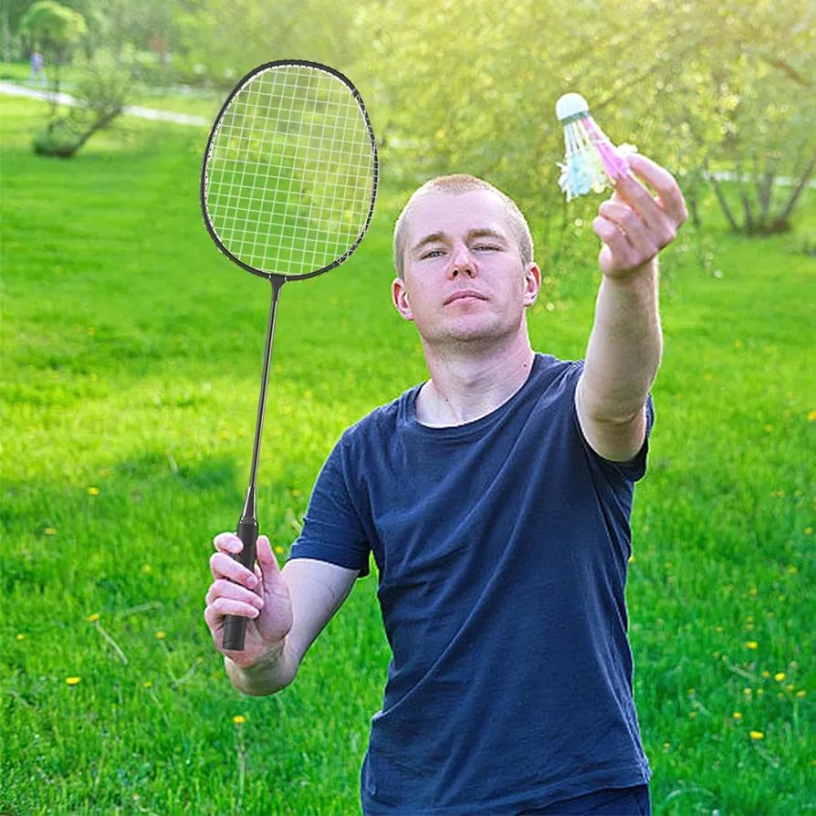 Badminton Racket Set, 2 Player Badminton Racket Set, Alloy Rackets with Carrying Bag, Backyard Games, Badminton Set for Garden, Beach, Family Fun Game Shakven