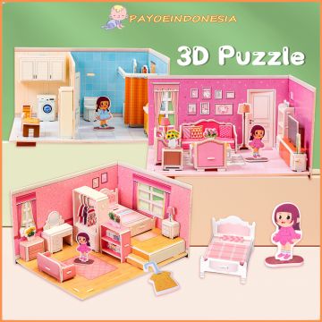 3D Puzzle Jigsaw Paper Model |3D House Building Puzzle | Learning Educational Toys For Children | Kid Gift 3D DIY Puzzle Citadel Model Cartoon House Assembling Toy Kid Early Learning