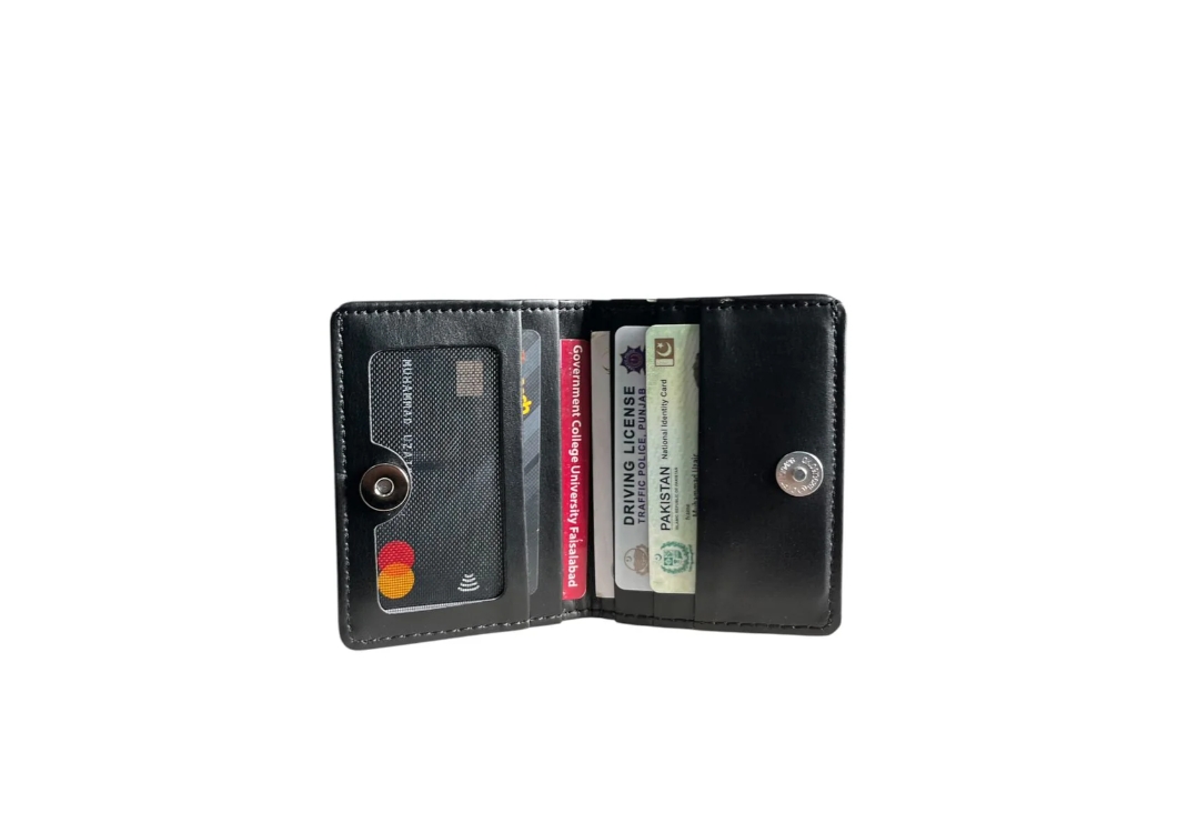 Leather Wallet for Men – 6 Card Slots, Button Closure, Slim Bifold Purse