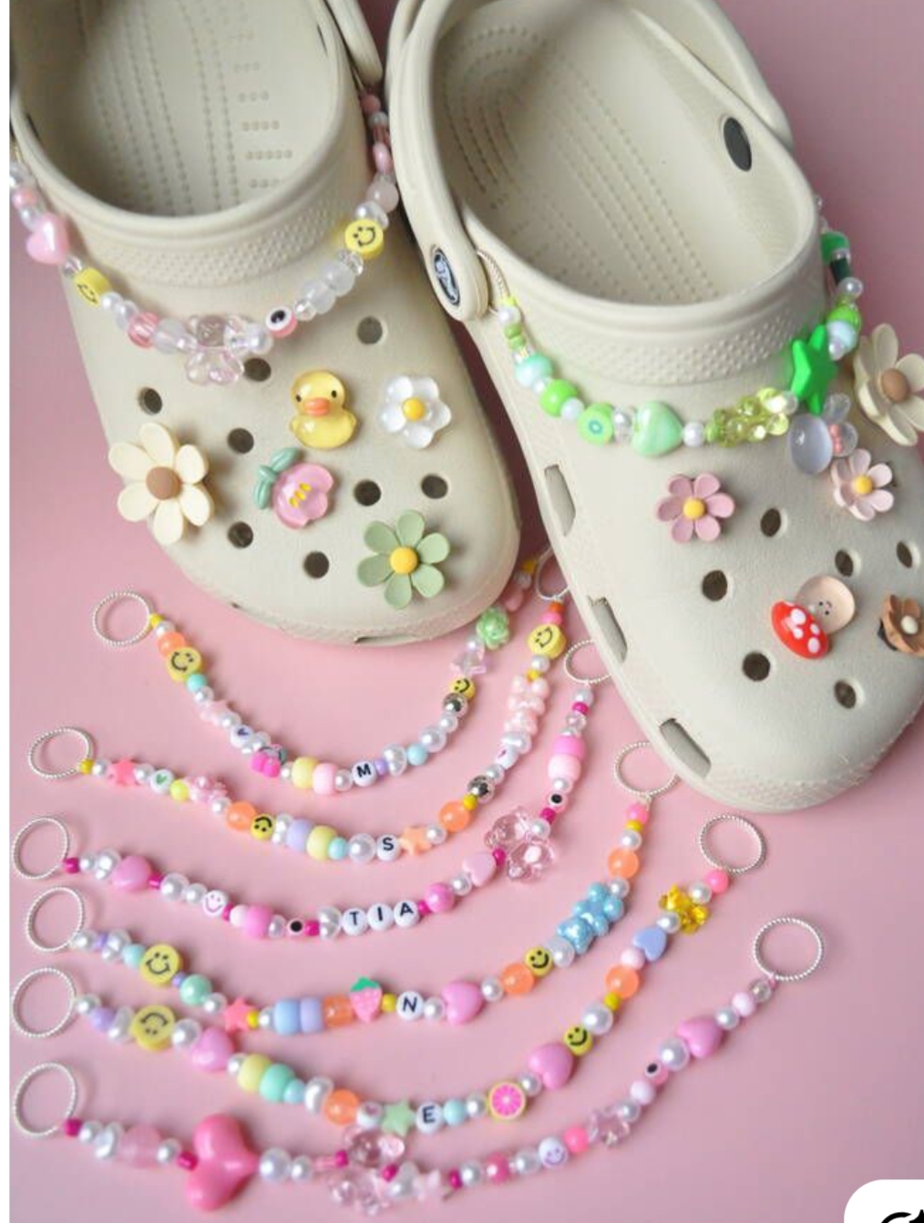 Trendy and Viral Beautiful Crocs shoe colorful charms. make your crocs more attractive with these attractive crock chain . croc chain for girls and women and as well as for kids