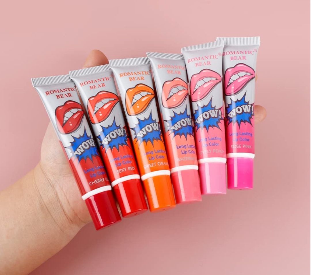 Long Lasting And Waterproof Peel Off Wow Lipsticks - 6 pcs - Multocolours Availble - Same as shown in Pictures