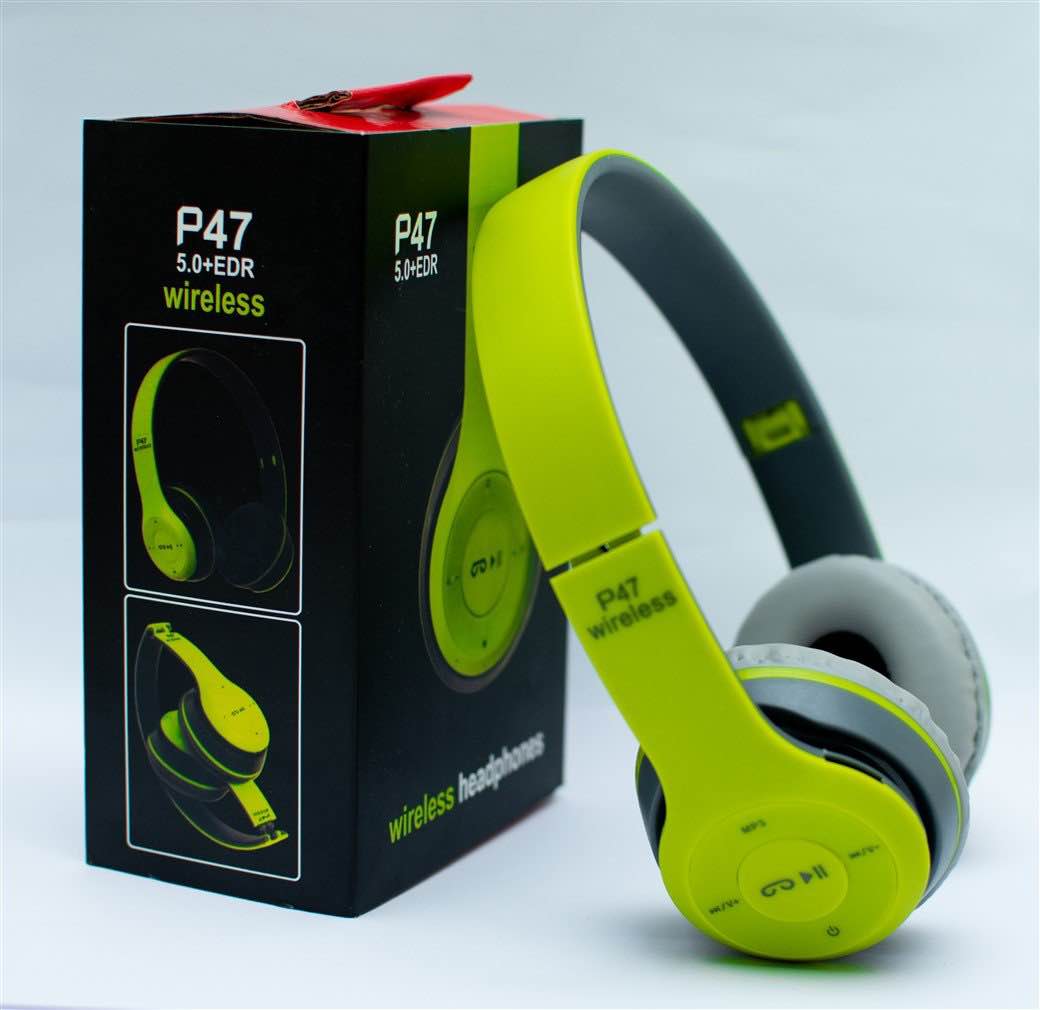 P47 Wireless Bluetooth Headphones | Foldable Stereo Headset with Mic | TF Card & AUX Support | Rechargeable Portable Headphone