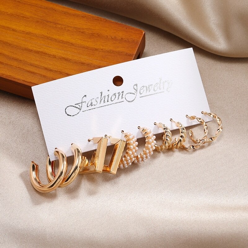 10 PCS Trendy Earrings Set for Women & Girls – Tassel, Vintage Pearl, Twist, Butterfly, Hollow, Plated Dangle & Hoop Styles