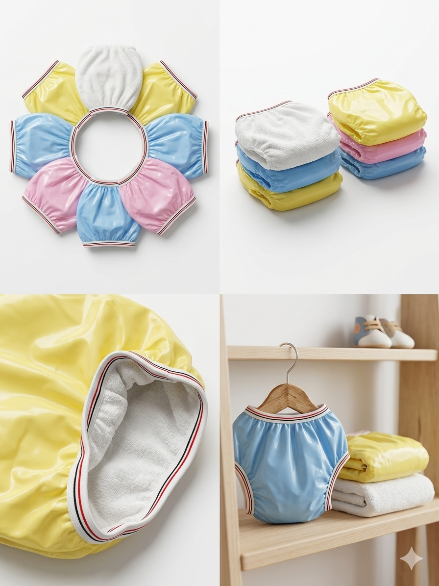 Pack Of 3 – Washable Pants Diapers / Plastic Panty / Parachute Panty / Plastic Chadi – For Kids Multicolor