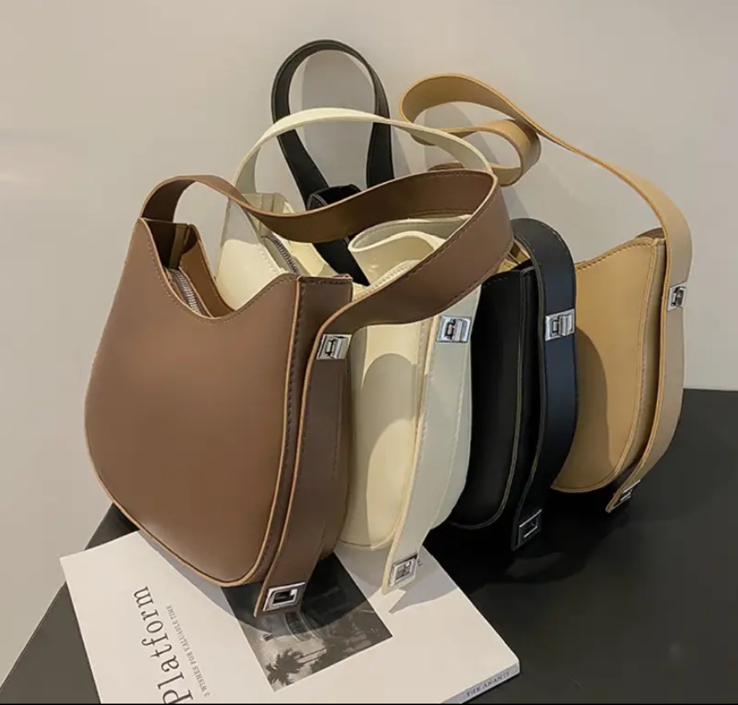 Classical Women's Solid Color Faux Leather Shoulder Bag with Adjustable Strap, Fashion Shell Shape Crossbody Purse, Zip Closure, Unlined Interior, No-Wash, Multiple Colors