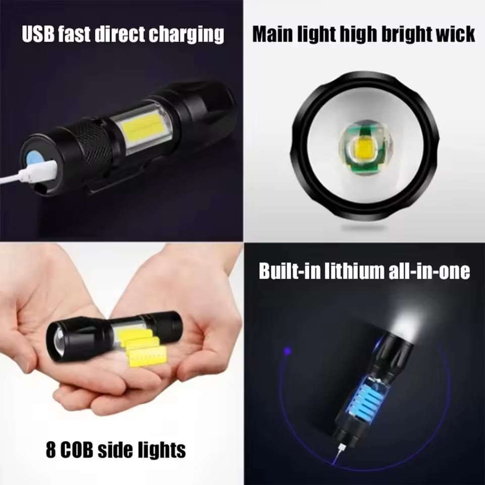 Zoomable Metal COB Flashlight