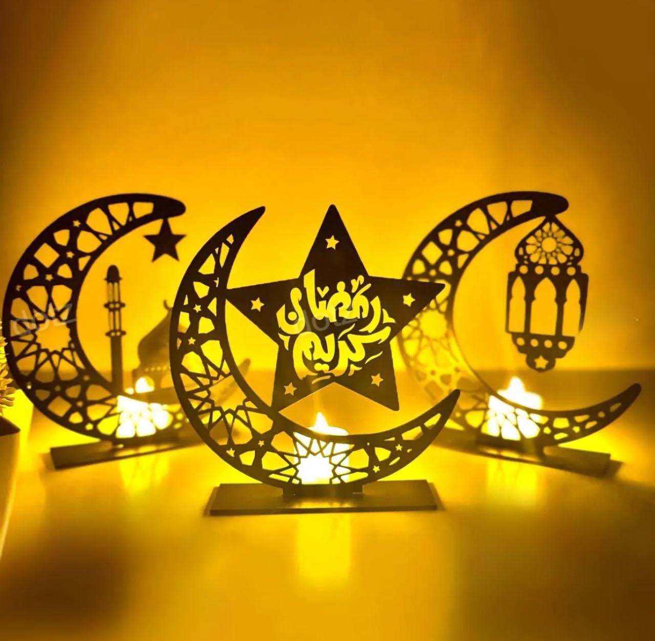 Ramzan Kareem Table Decor Set - Islamic Decoration Items for Ramadan & Eid, Includes Lanterns, Bowls, Table Runner, and Centerpiece for Festive Celebrations