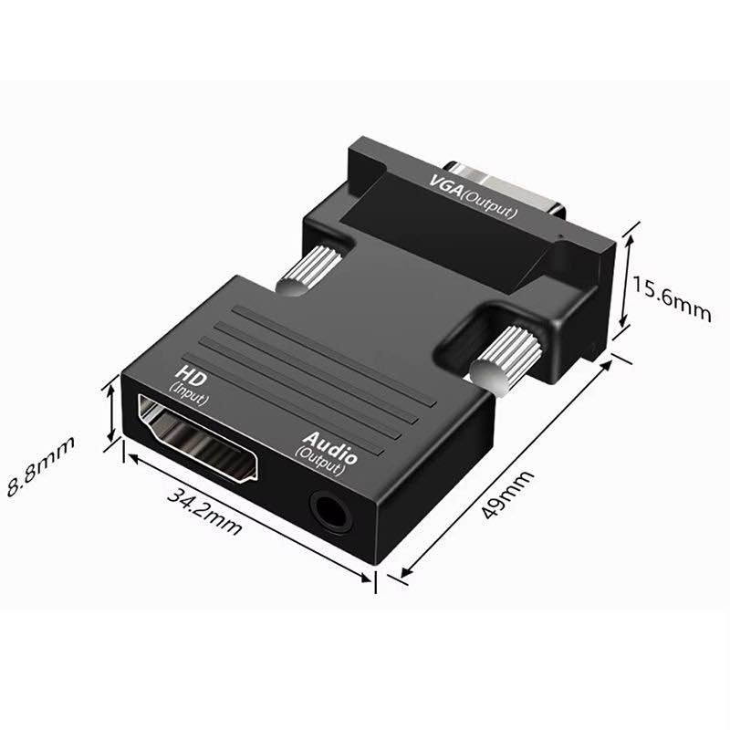 HDMI to VGA Adapter HD 1080P With Audio Cable Converter with 3.5mm Audio Cable for PC Laptop TV Box Computer Monitor Projector