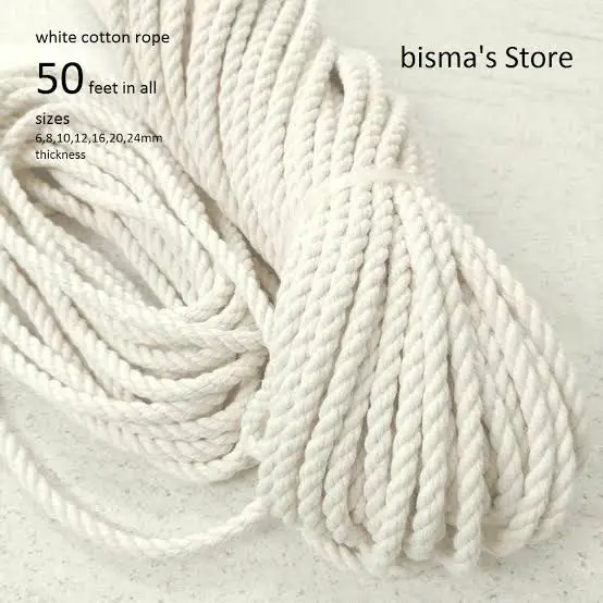 cotton rope heavy duty for multi purposes white rope 6mm in defrent length
