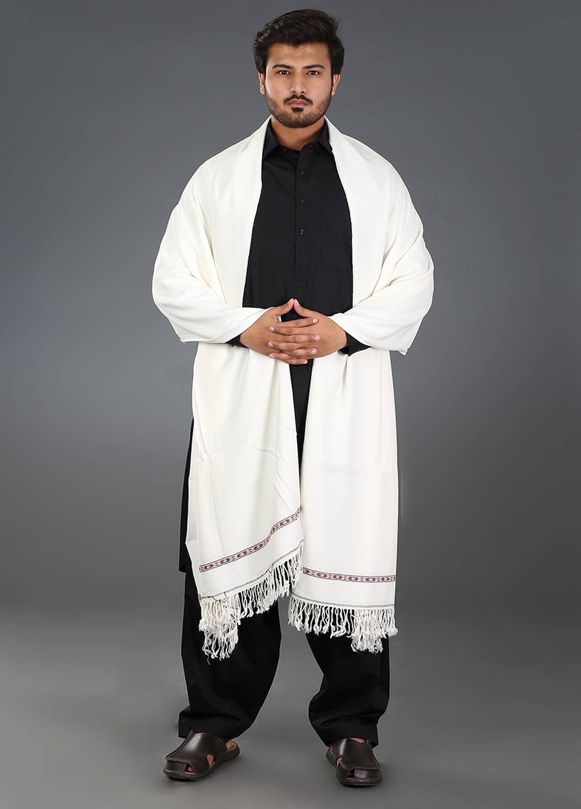 High quality dussa shawl for men white colour Daraz.pk