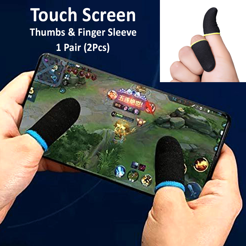 1 Pair (2Pcs) of Mobile Touch Screen PUBG Triggers Fire Button/Anti-Sweat Breathable Thumb Gloves Finger Sleeves For Smooth Gaming Experience Free Size Fits All