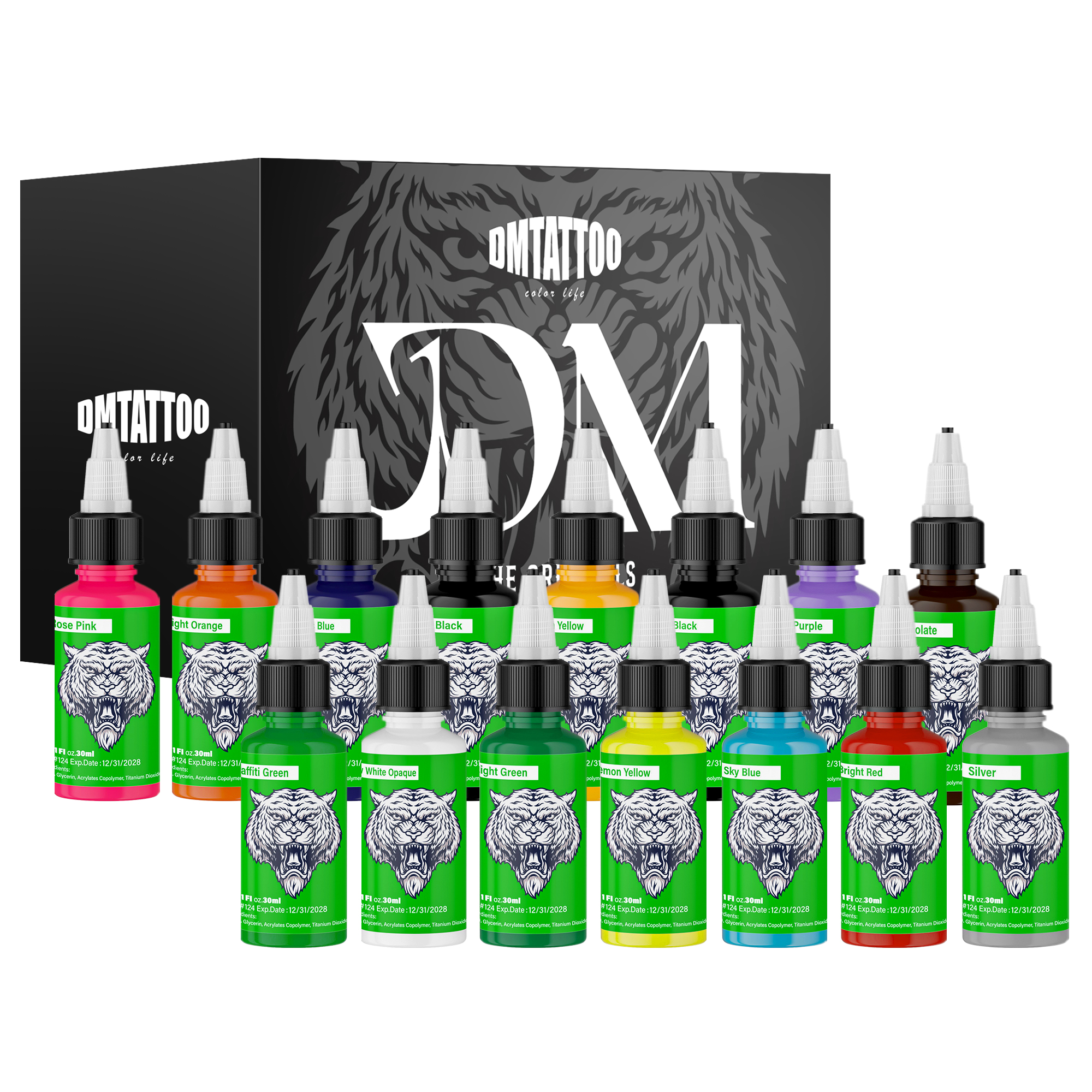 30ML Tattoo Ink  15 Colors Pigment Professional DIY Natural Tattoo Pigment Permanent TattooInk Body Art Pigment